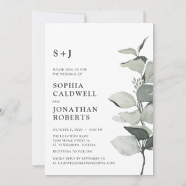 Website RSVP Eucalyptus Sage Monogram Bruiloft Kaart