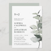 Website RSVP Eucalyptus Sage Monogram Bruiloft Kaart (Voorkant / Achterkant)