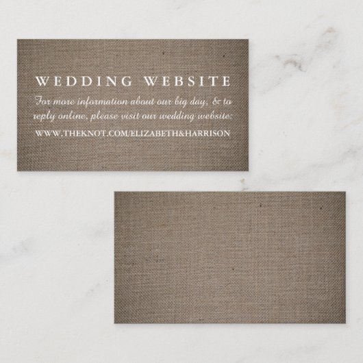 website Rustic Burlap Wedding Informatiekaartje (Voorkant / Achterkant)