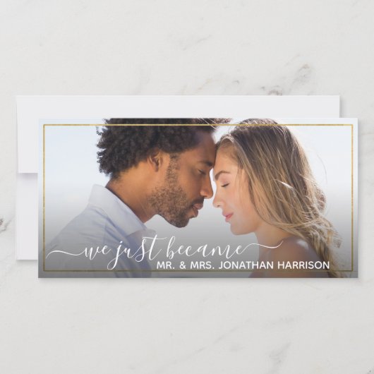 Website Simple Elegant Gold Just Married Aankondiging (Voorkant)