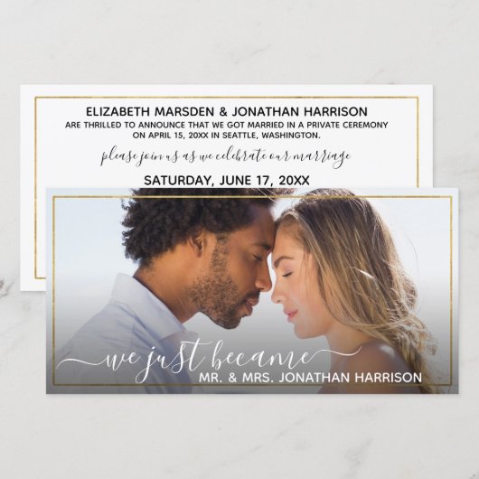 Website Simple Elegant Gold Just Married Aankondiging (Voorkant / Achterkant)