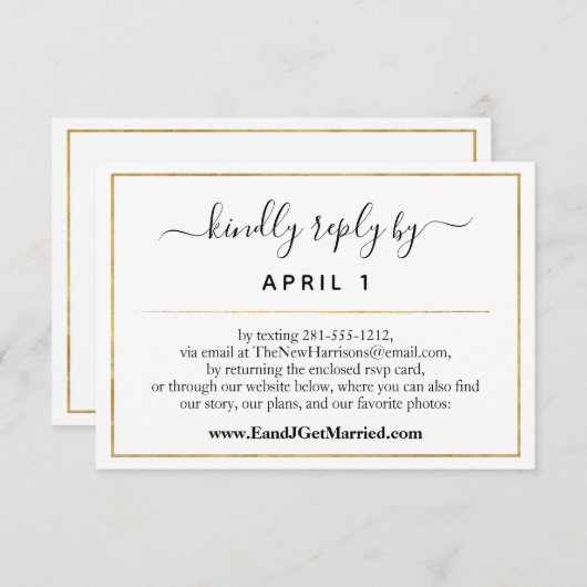 Website Simple Gold Script Weduwen/Ontvangen RSVP (Voorkant / Achterkant)