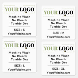 Website Square White Garment Care Instruction Size Labels