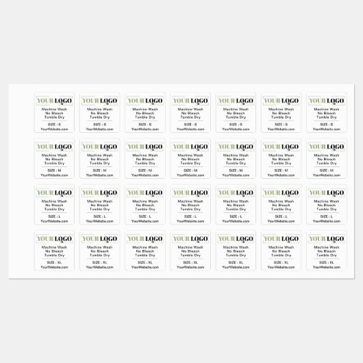 Website Square White Garment Care Instruction Size Labels (Vel)