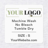 Website Square White Garment Care Instruction Size Labels (Design 1)