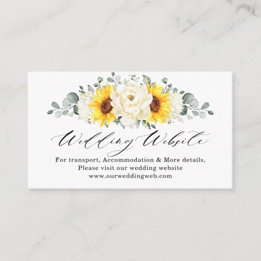 Website Sunflower Ivory Peony Wedding - Gegevens Informatiekaartje (Voorkant)