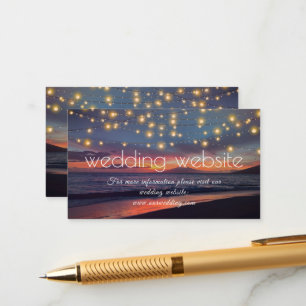 Website Sunset Beach String Lights Summer Wedding Informatiekaartje