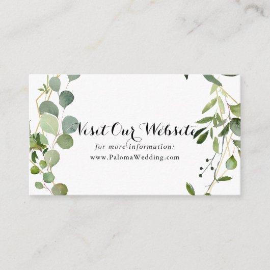 Website Tropisch groen lederen bruiloft Informatiekaartje (Voorkant)