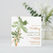 Website Tropisch koperpalm Trees Beach Wedding Kaart (Staand voorkant)