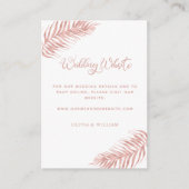 Website Tropisch Roos Gold Palm Leaf White Wedding Informatiekaartje (Voorkant)