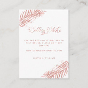 Website Tropisch Roos Gold Palm Leaf White Wedding Informatiekaartje