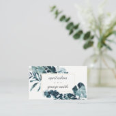 Website Tropische Monstera Blue Foliage Wedding Visitekaartje (Staand voorkant)