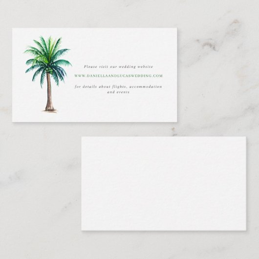 Website Tropische palmbestemming bruiloft Informatiekaartje (Voorkant / Achterkant)