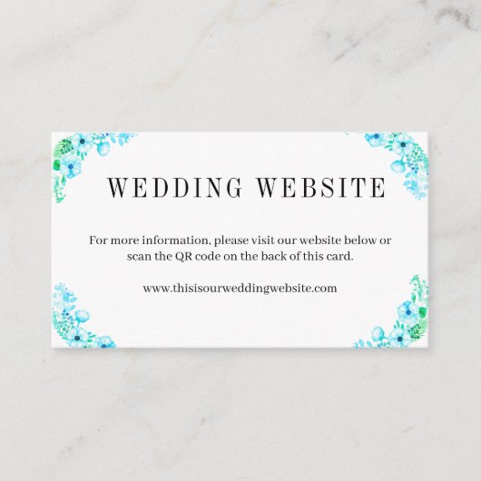 Website Turquoise Poppies en Ferns Boho Wedding Informatiekaartje (Voorkant)