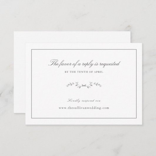 Website URL van de moderne Delicate Weddenschap RSVP Kaartje (Voorkant / Achterkant)