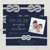 Website van Beach Nautical Rope Navy Save The Date (Voorkant / Achterkant)