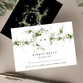 Website van Black White | Eucalyptus Monogram brui RSVP Kaartje