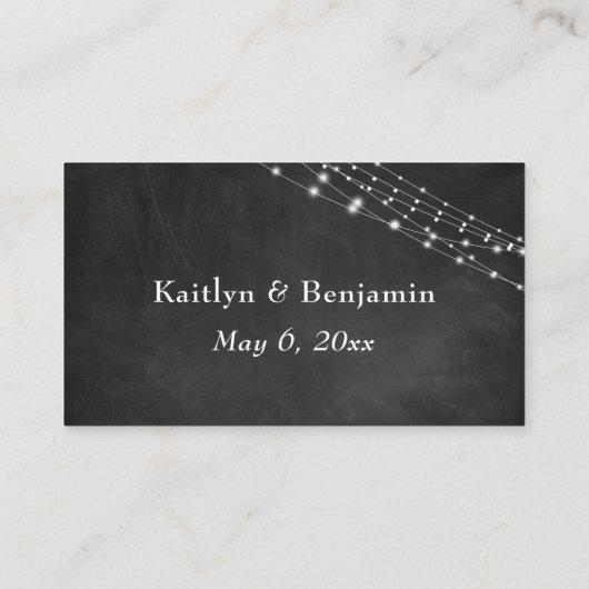 Website van Chalkboard en Fairy Lights Wedding Informatiekaartje (Achterkant)