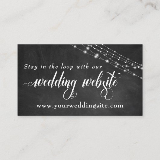 Website van Chalkboard en Fairy Lights Wedding Informatiekaartje (Voorkant)