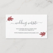 Website van Chic Script Burgundy Leaf Wedding Informatiekaartje (Voorkant)