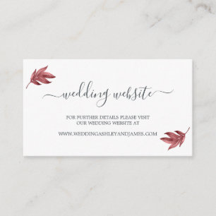 Website van Chic Script Burgundy Leaf Wedding Informatiekaartje