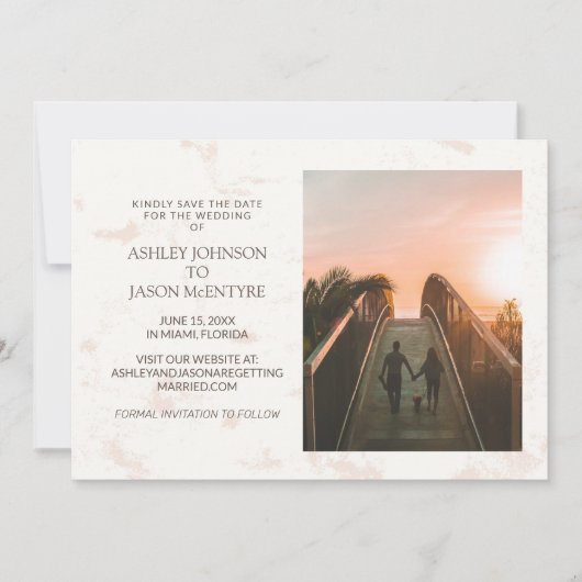 Website van Cream Tan Wedding Save The Date (Voorkant)