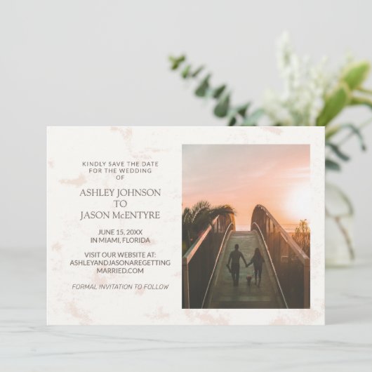 Website van Cream Tan Wedding Save The Date (Staand voorkant)