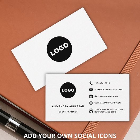 Website van de Black White Social Media Logo Visitekaartje