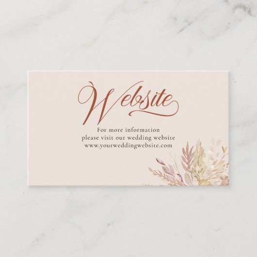 Website van de Botanische bruiloft van Terraccotta Informatiekaartje (Voorkant)