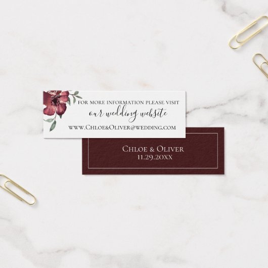 Website van de Bourgogne Botanische bruiloft Mini Visitekaartjes (Kantoor)