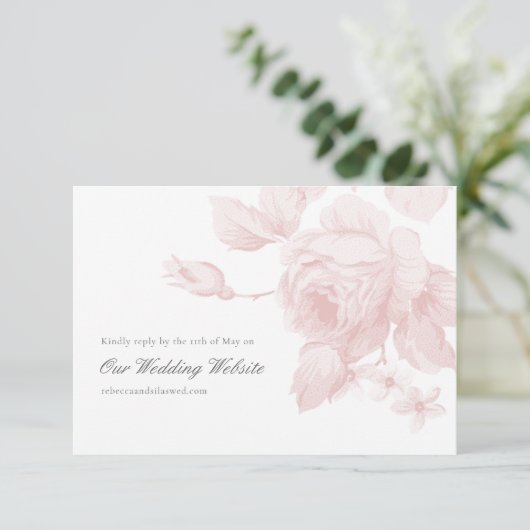 Website van de Elegant Botanical Floral Wedding RSVP Kaartje (Staand voorkant)