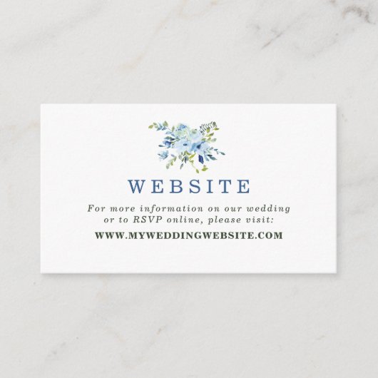 Website van de Elegant Light Blue Navy Floral Wedd Informatiekaartje (Voorkant)