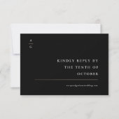 Website van de Elegant Modern Black and White Wedd RSVP Kaartje (Voorkant)