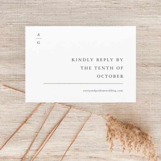 Website van de Elegant Modern Black and White Wedd RSVP Kaartje