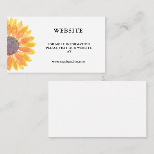 Website van de moderne Rustic Sunflower Wedding Informatiekaartje (Voorkant / Achterkant)