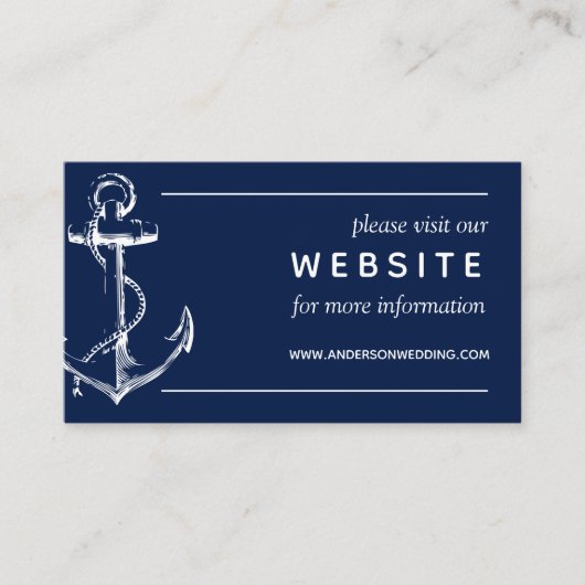 Website van de Nautical White Ship Anchor Wedding Informatiekaartje (Voorkant)