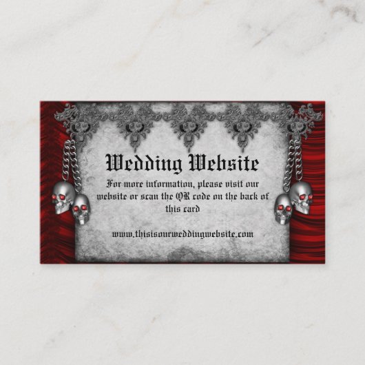 Website van de rode zijde en de zilverhuid van de  informatiekaartje (Voorkant)