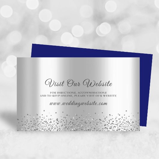 Website van Elegant Blue Silver Foil Glitter Weddi Informatiekaartje