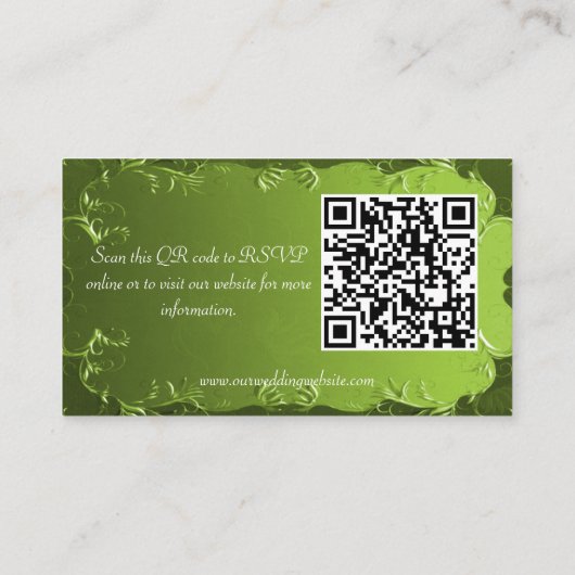 Website van Elegant Chartreuse Green Wedding Informatiekaartje (Achterkant)