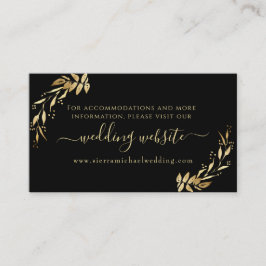 Website van Elegant Chic Black & Gold Foliage Wedd Informatiekaartje