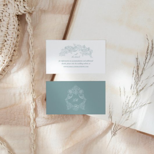 Website van Elegant Dusty Blue Wedding Informatiekaartje