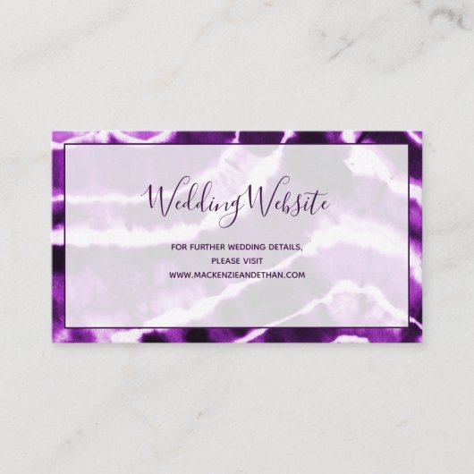 Website van Elegant Paarse Marble Tie Dye Wedding Informatiekaartje (Voorkant)