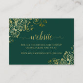 Website van Emerald Green en Gold Floral Lace Wedd Informatiekaartje (Voorkant)