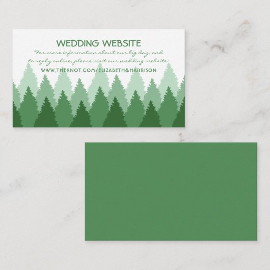 Website van Green Forest Range Woodland Wedding Informatiekaartje (Voorkant / Achterkant)