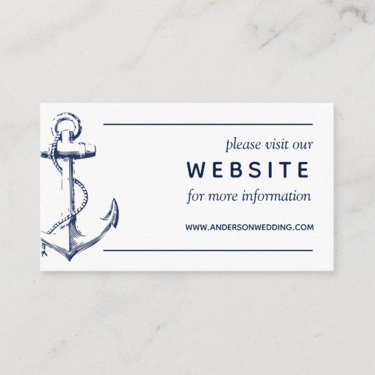 Website van het anchor bruiloft van het witte zeem informatiekaartje (Voorkant)