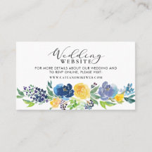 Website van het huwelijk Navy Blue en Yellow Flora