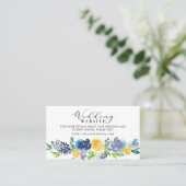 Website van het huwelijk Navy Blue en Yellow Flora Visitekaartje (Staand voorkant)