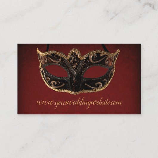 Website van het Rood- en Gold Masquerade Wedding Informatiekaartje (Voorkant)