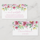 Website van het roze Floral Wedding Informatiekaartje (Voorkant / Achterkant)