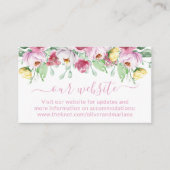 Website van het roze Floral Wedding Informatiekaartje (Voorkant)